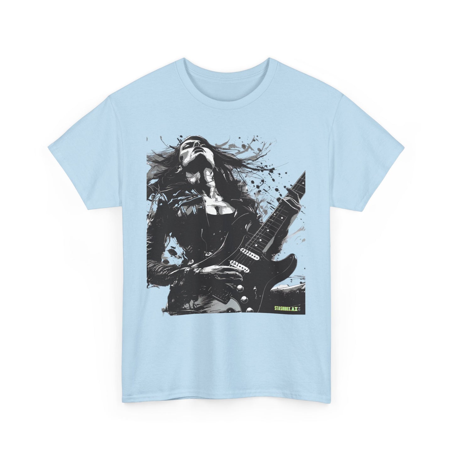 Unisex Heavy Cotton T-Shirt Girl Guitarist Rocking 001
