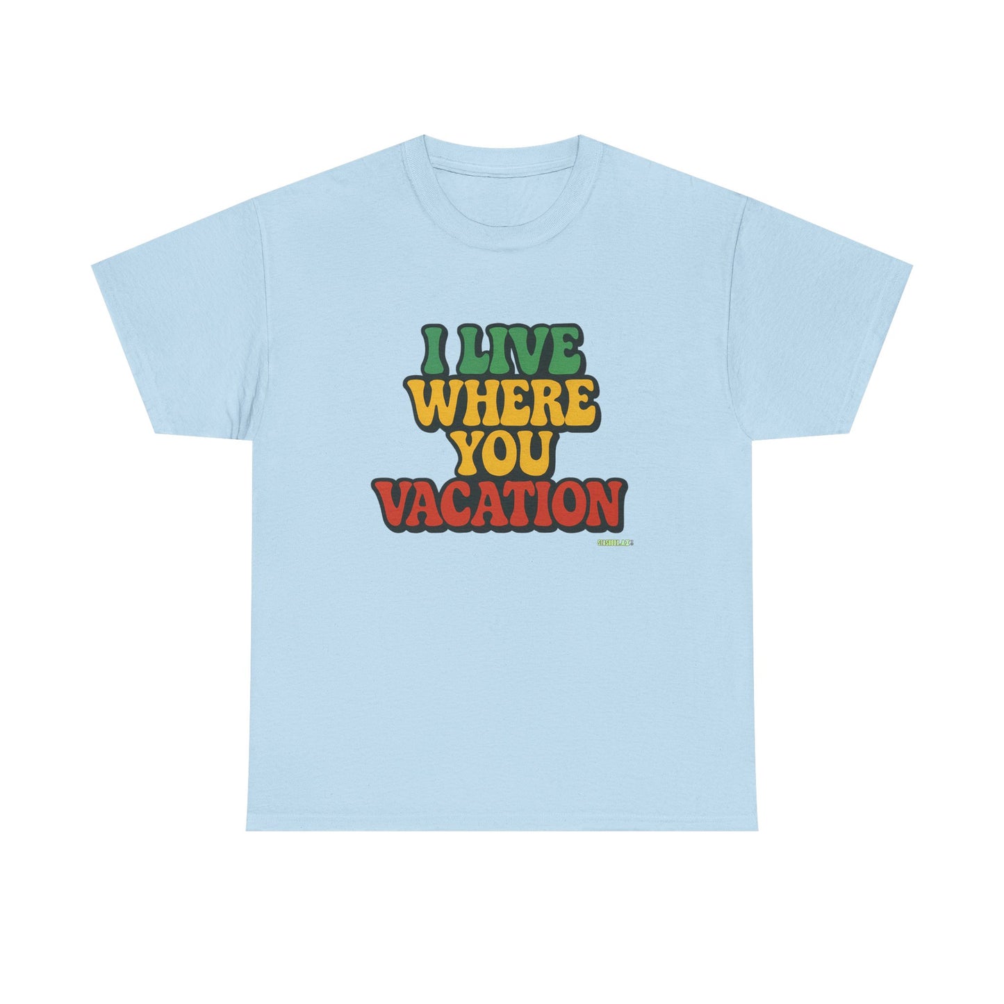 Vacation Vibes Unisex Heavy Cotton Tee - "I Live Where You Vacation"