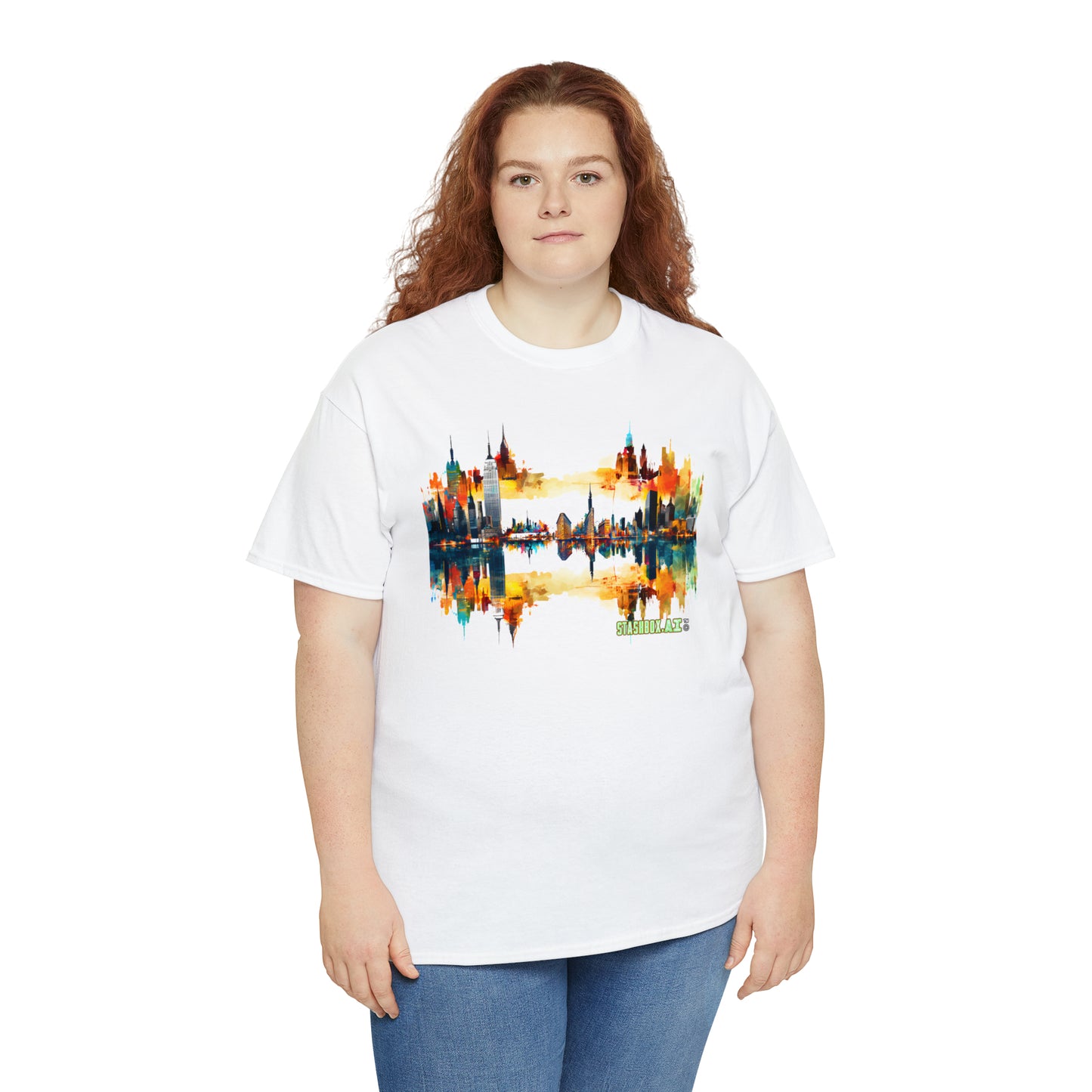 Cityscape Watercolor Print Shirt - Stashbox NYC Design - Unisex Cotton Tee