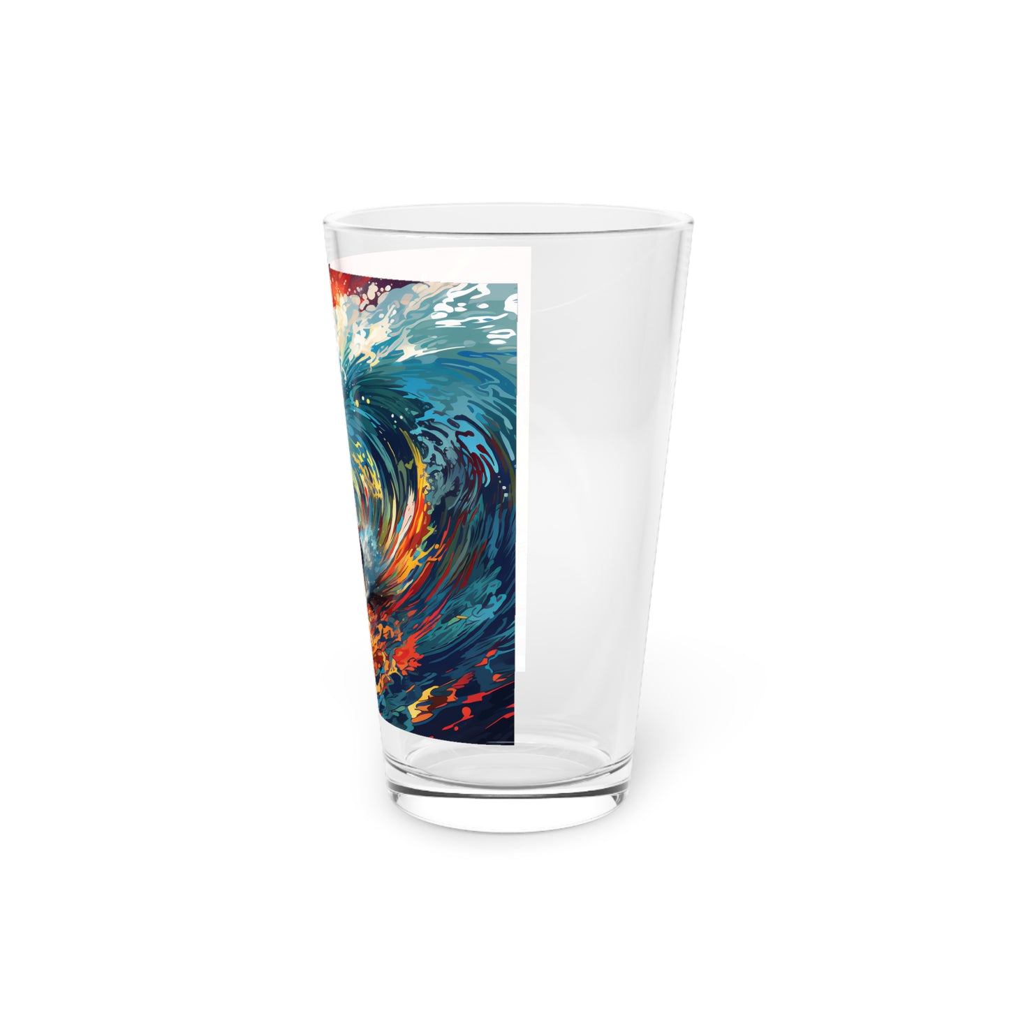Pint Glass 16oz Colorful Sunset Surfing Waves 001