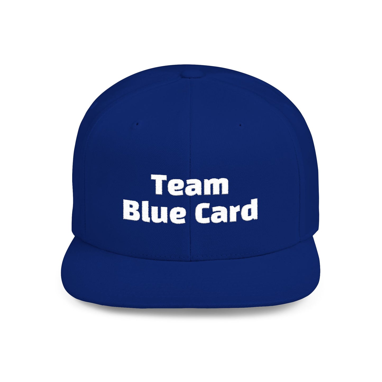 Team Blue Card Flat Bill Snapback Cap | Trendy Adjustable Hat for Sports Fans, Casual Wear, Gifts, Outdoor Activities