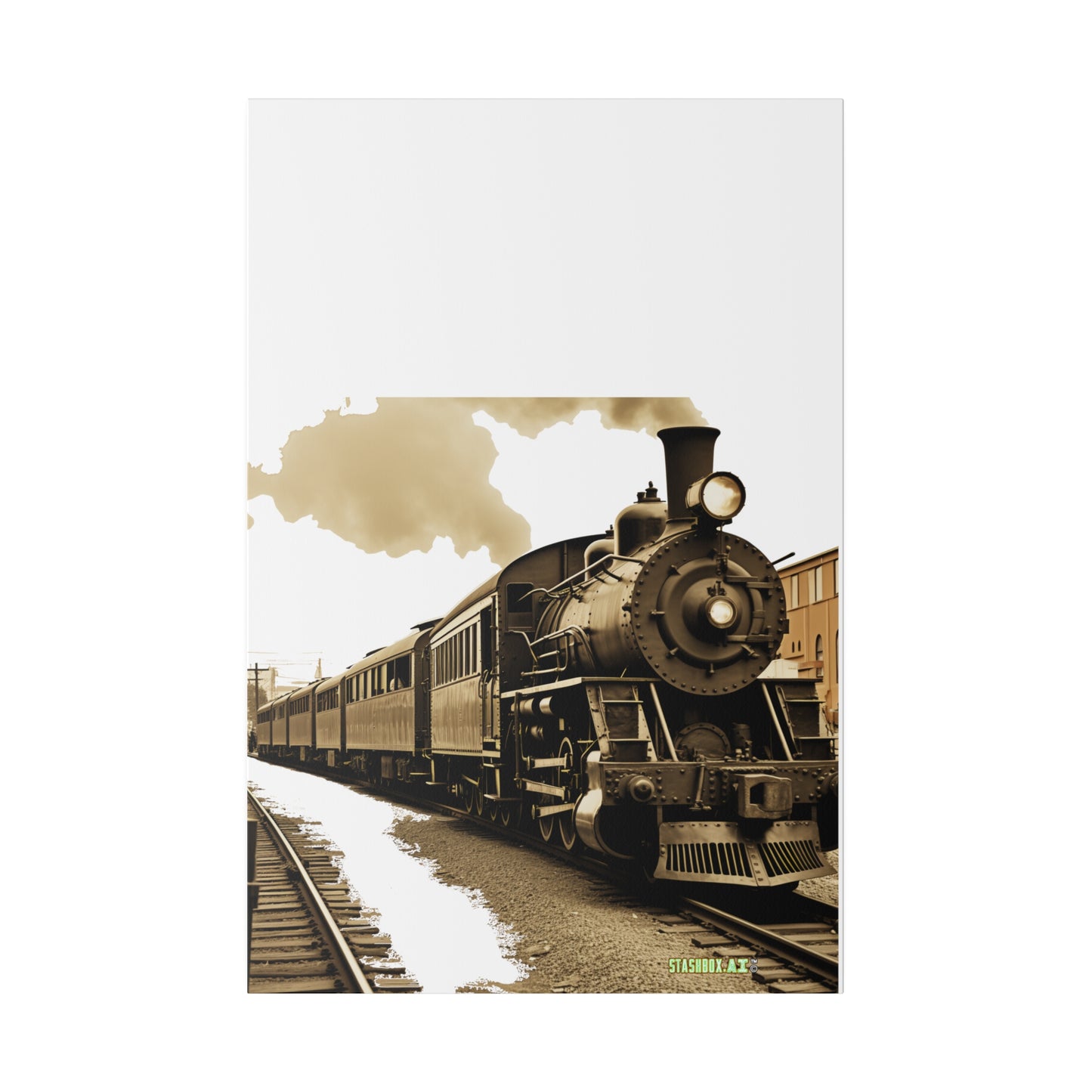 Matte Canvas, Stretched, 0.75", Classic Train Design 017