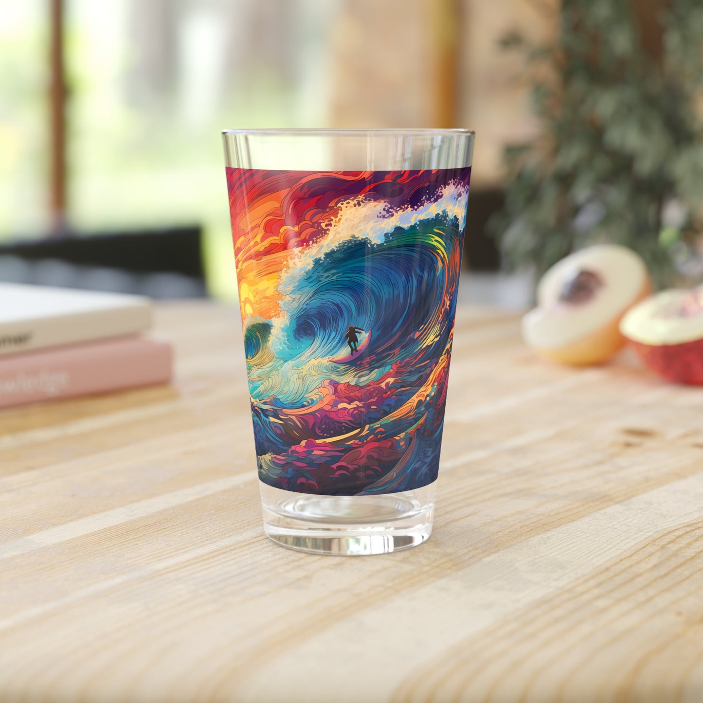 Drink in the Colors of the Psychedelic Waves: Design #005 Pint Glass. Liquid elegance, exclusively at Stashbox.ai.