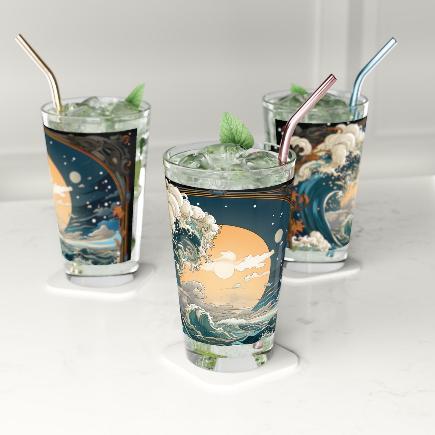 Elevate your spirits with our Tarot Card Style Wave Pint Glass (16oz) - Waves Design #034, a masterpiece designed by Stashbox.ai. Infused with the mystic energy of tarot cards and the calming essence of ocean waves, this glass creates an atmosphere of enchantment and contemplation. Discover the magic within your drinks.