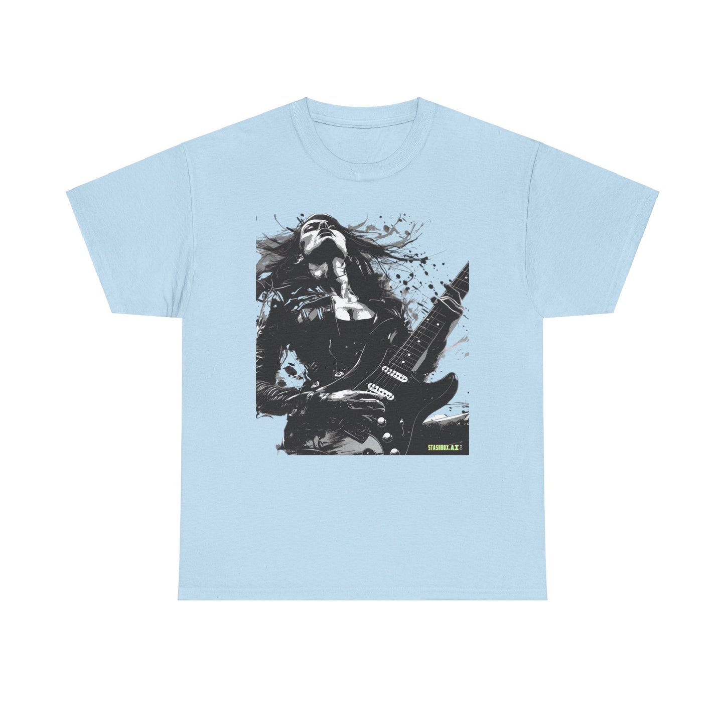 Unisex Heavy Cotton T-Shirt Girl Guitarist Rocking 001