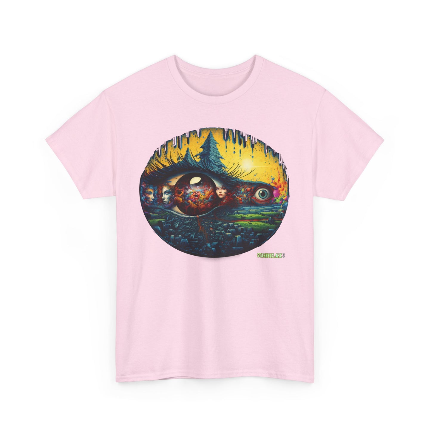 Unisex Heavy Cotton TShirt Psychedelic Eyes Design 007