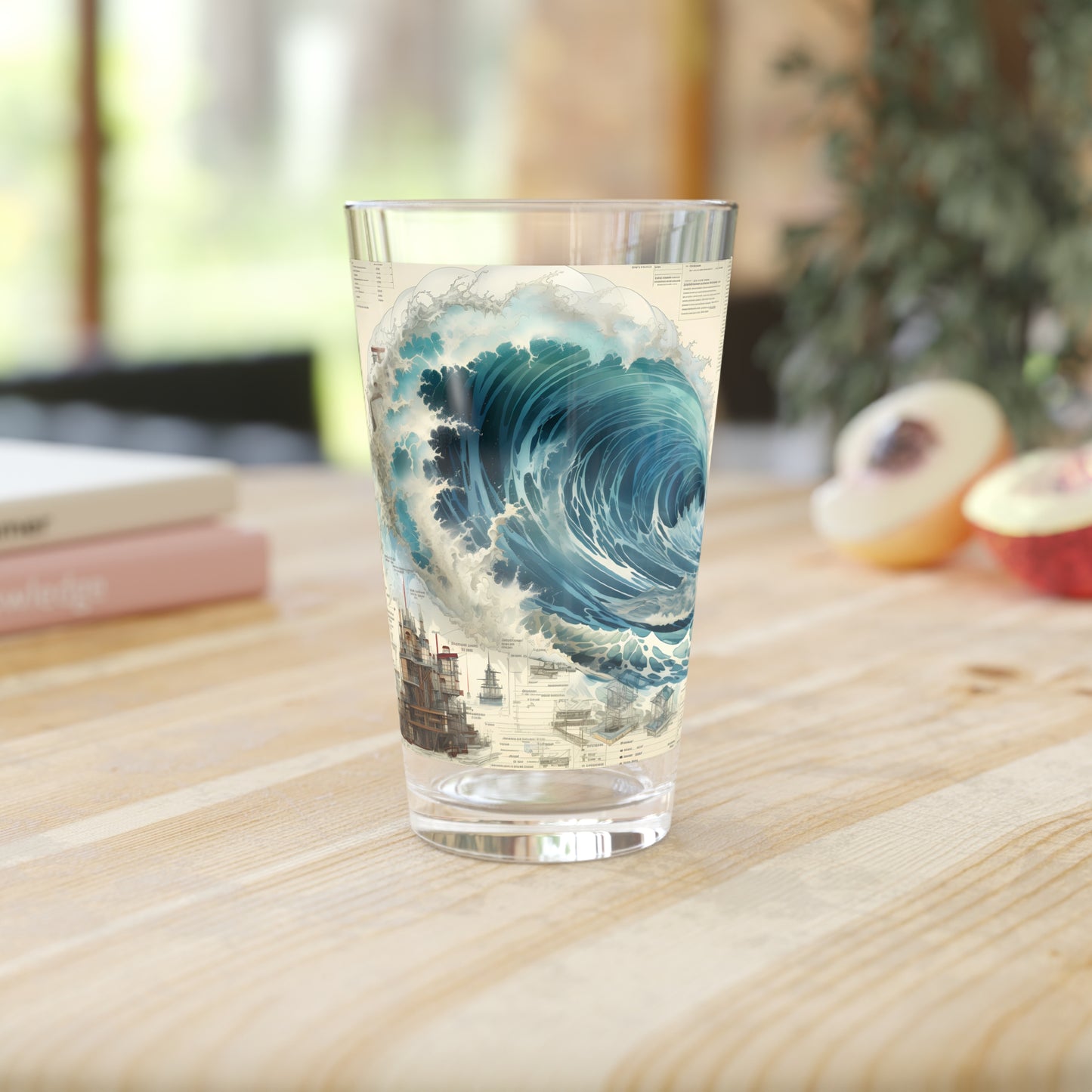 Pouring Science in Every Sip: Schematic Chart Waves 16oz Pint Glass - Waves Design #008. Explore the waves, exclusively at Stashbox.ai.
