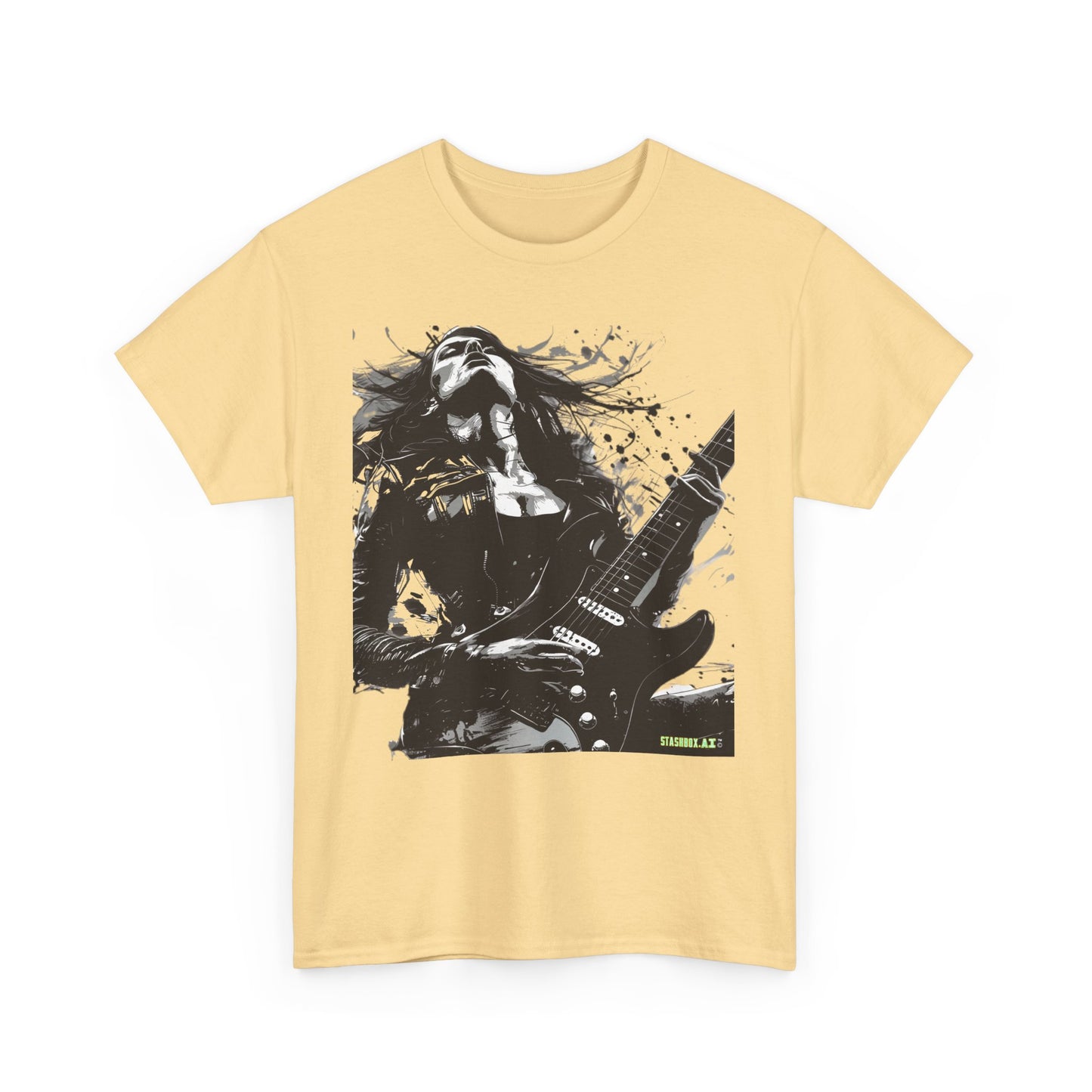Unisex Heavy Cotton T-Shirt Girl Guitarist Rocking 001