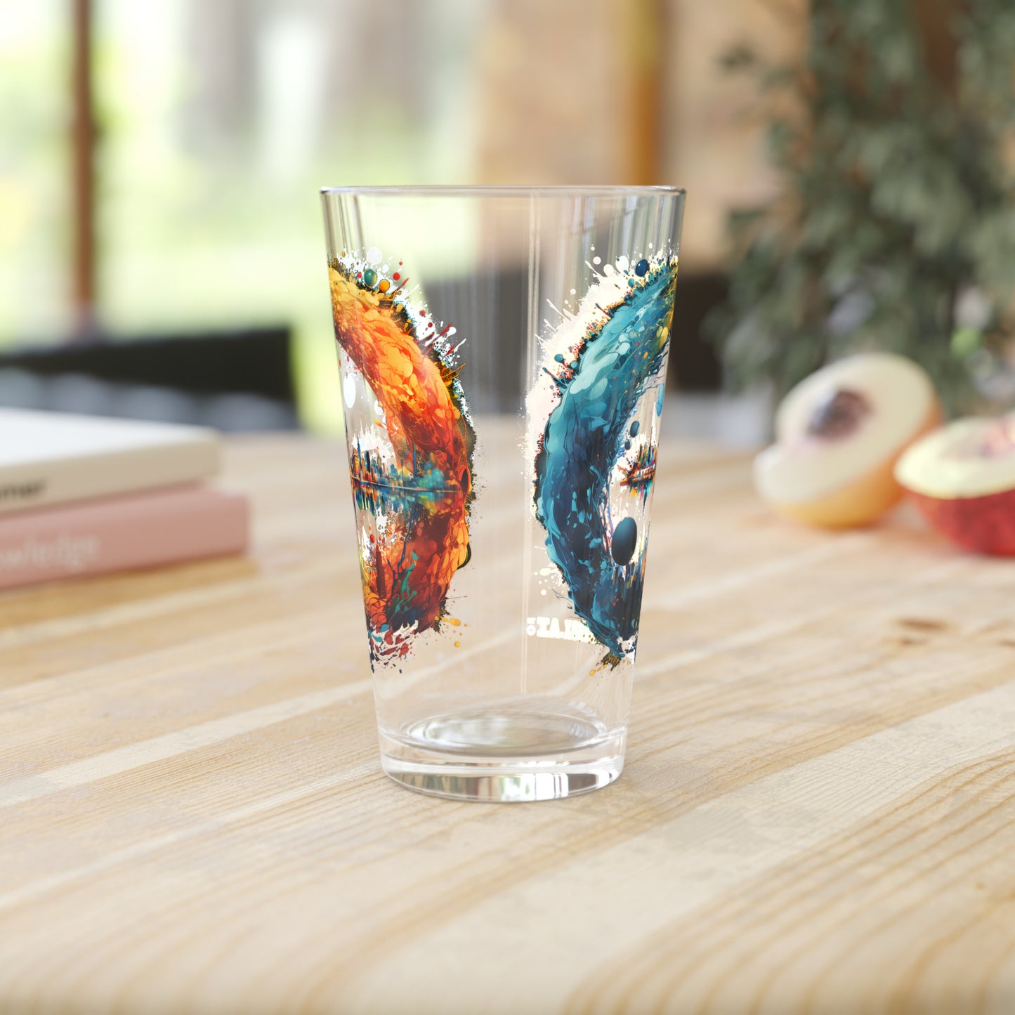 Pint Glass, 16oz Psychedelic New York Skyline NY 009
