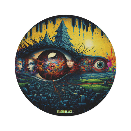 Round Rug Psychedelic Eyes Design 007