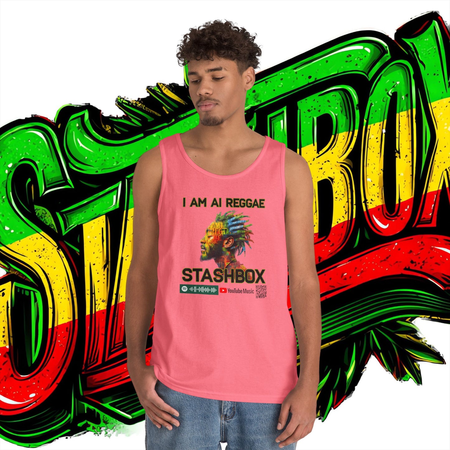 I Am AI Reggae - Stashbox - Unisex Heavy Cotton Tank Top
