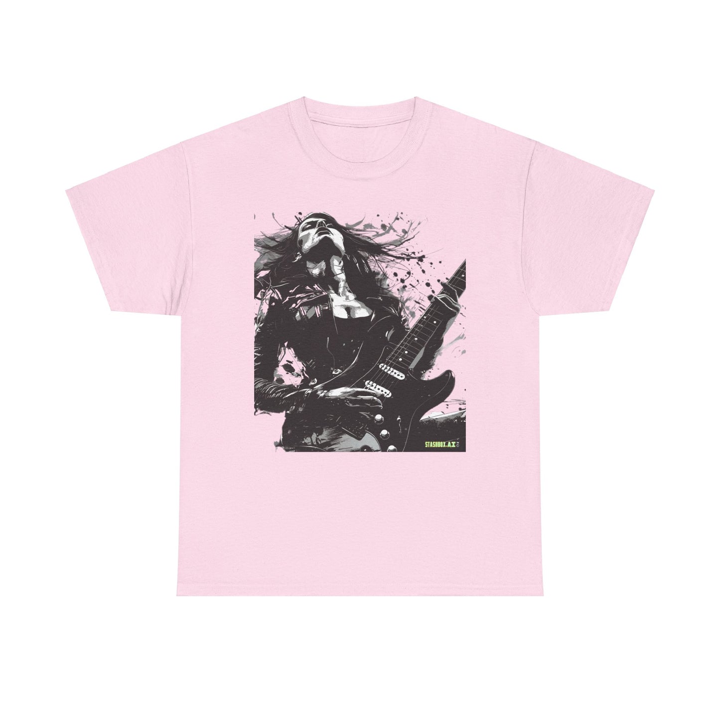 Unisex Heavy Cotton T-Shirt Girl Guitarist Rocking 001