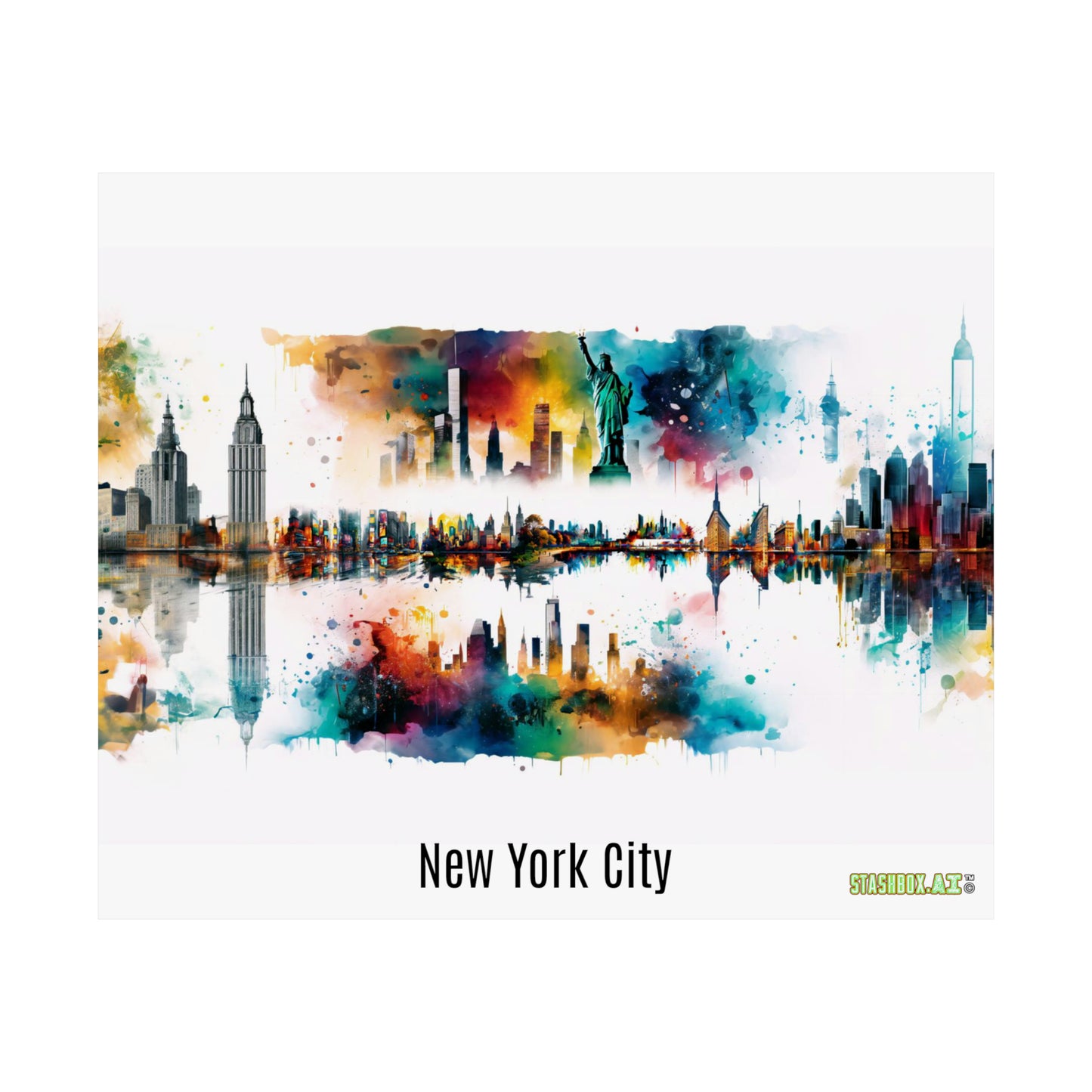 Dreamlike Illustration of a City New York Inspired -Matte Horizontal Posters - Stashbox New York Design #004