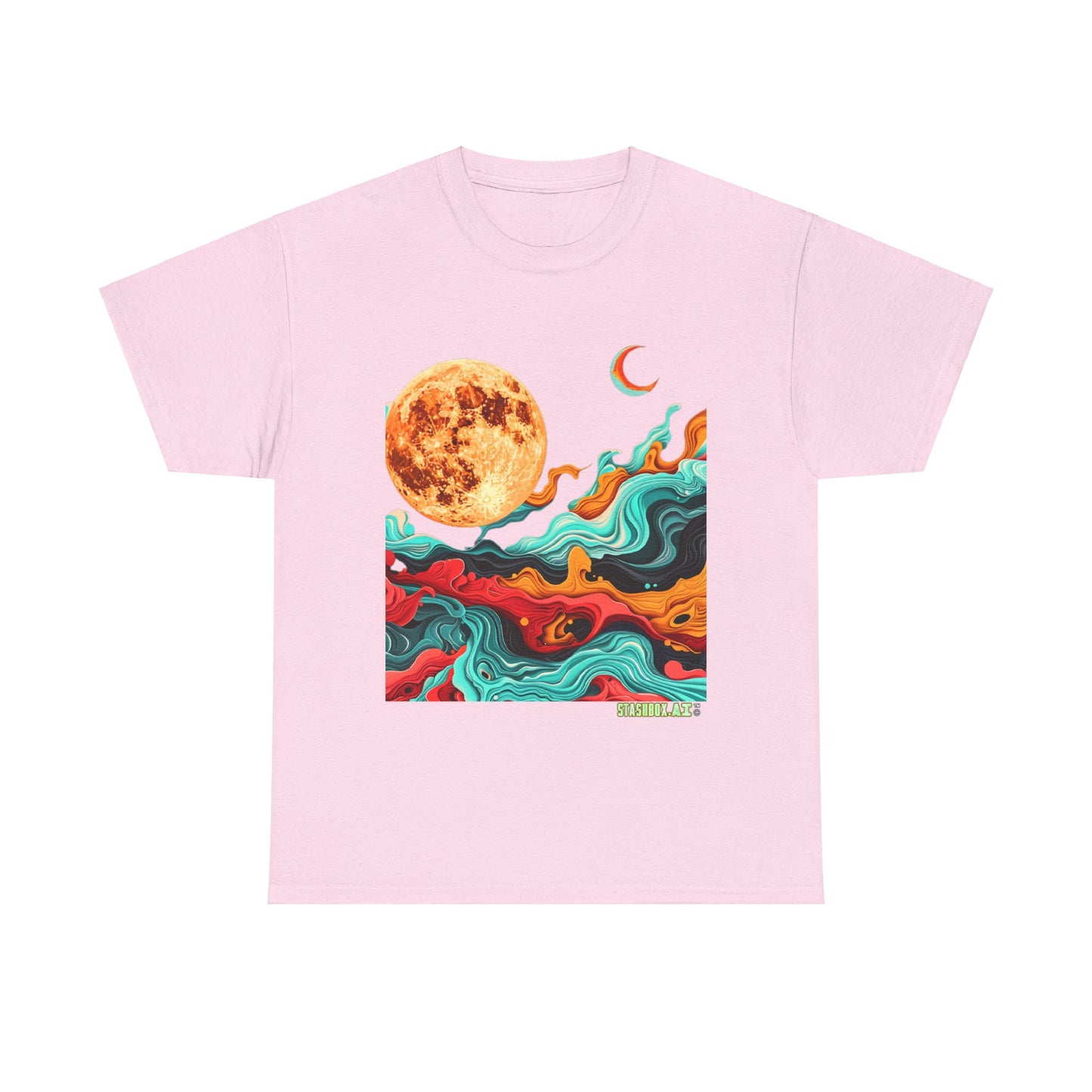 Heavy Cotton Tshirt Psychedelic Moon T-Shirt 001
