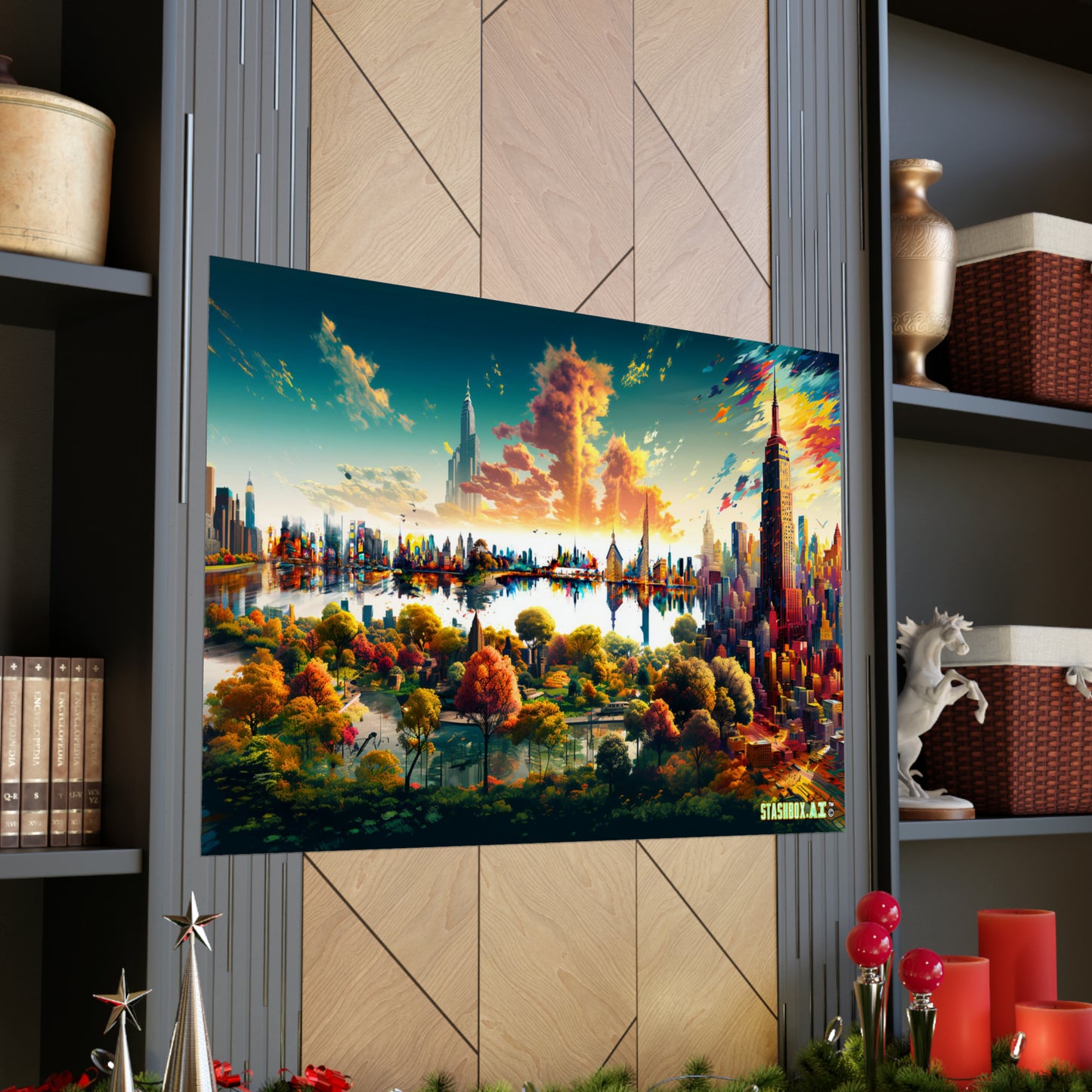 Vibrant New York City Art - Stashbox Illustration - #ColorfulCityscape #UrbanDreams #CityscapeArtwork #StashboxCreation #UniquePoster