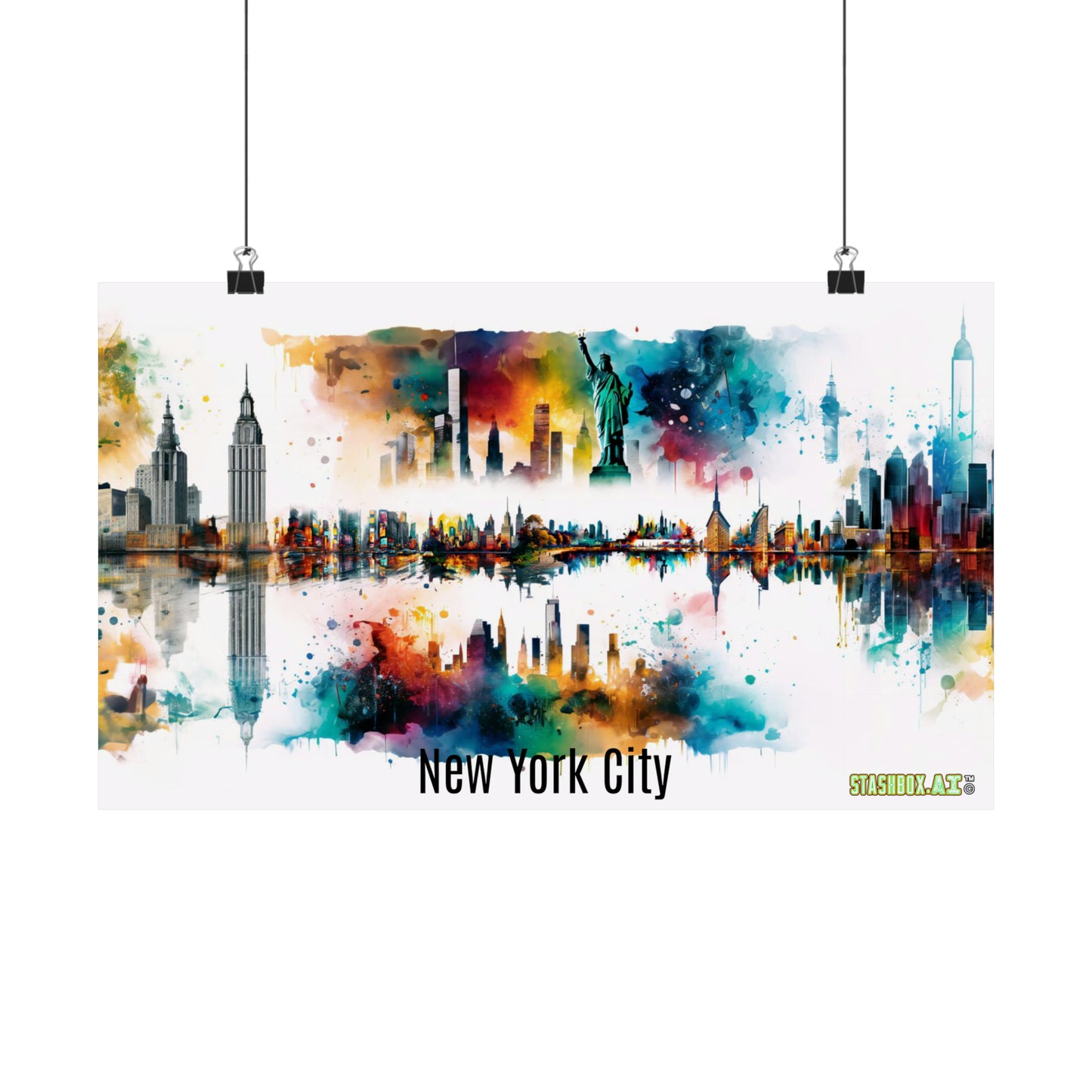 Dreamlike Illustration of a City New York Inspired -Matte Horizontal Posters - Stashbox New York Design #004