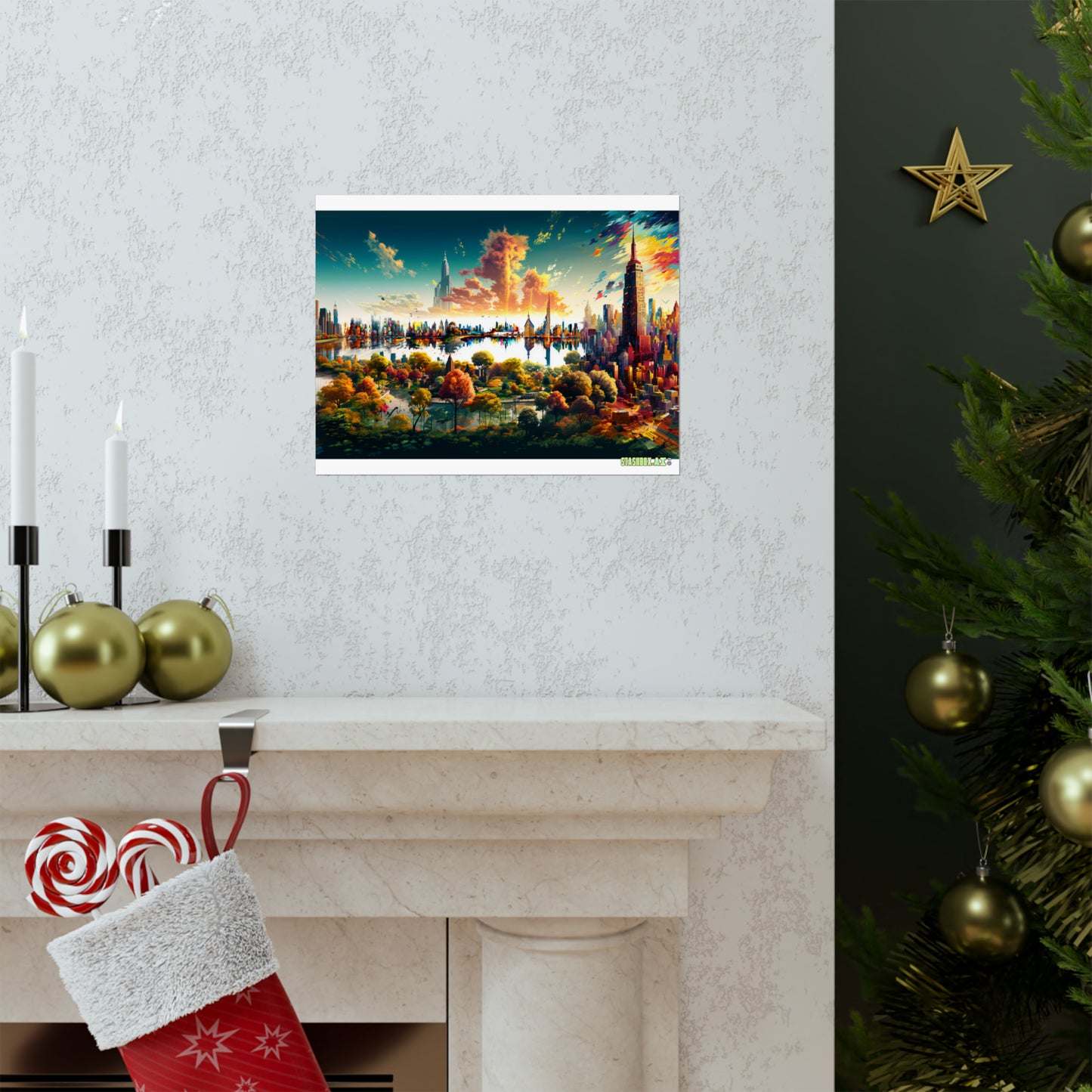 Matte Horizontal Poster New York Dreamlike Illustration of City NY 004