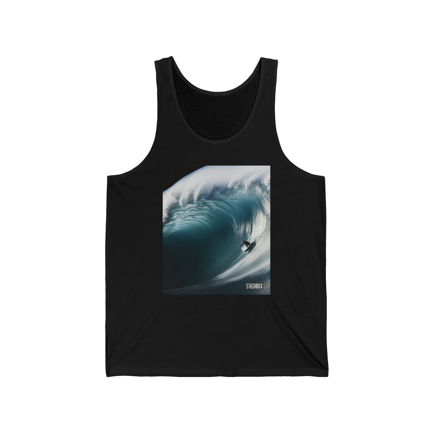Unisex Jersey Tank Surfer Charging a Monster 61 Foot Giant Barreling Wave 61