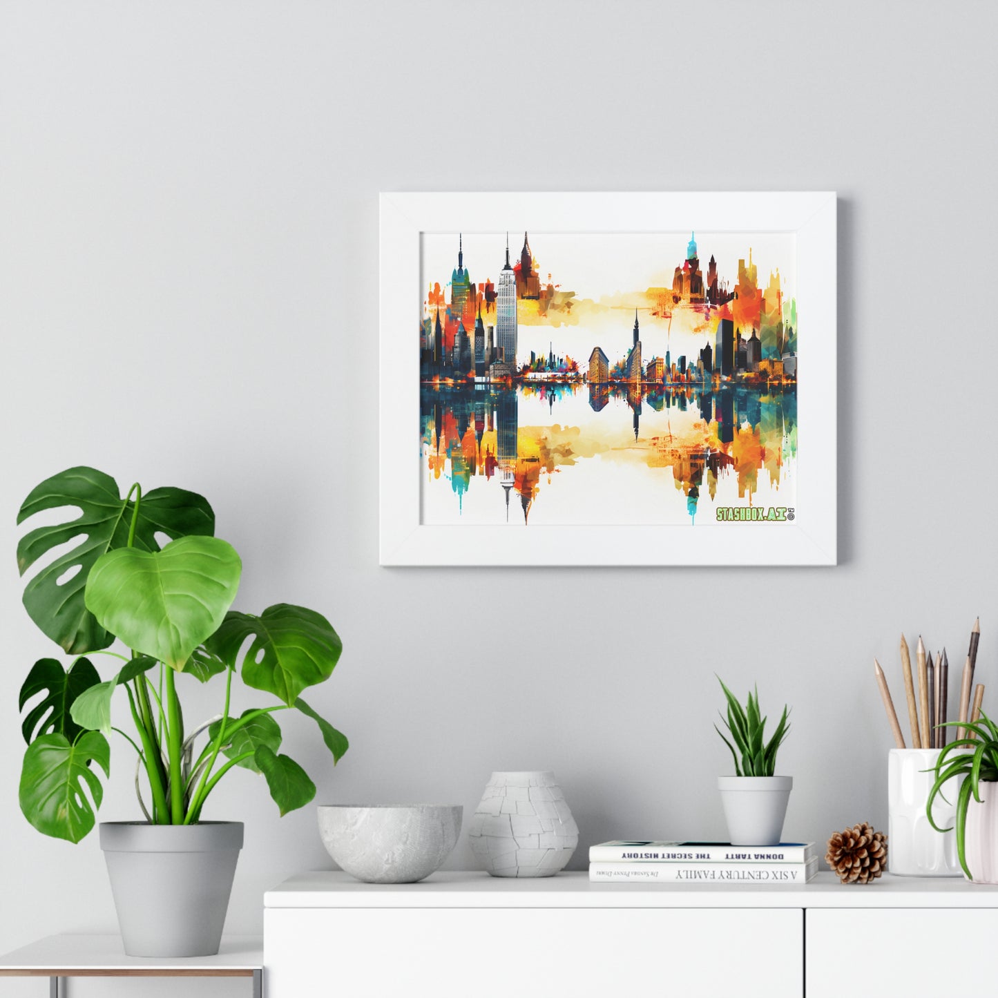 Colorful NYC Skyline Wall Art - Stashbox Watercolor Design