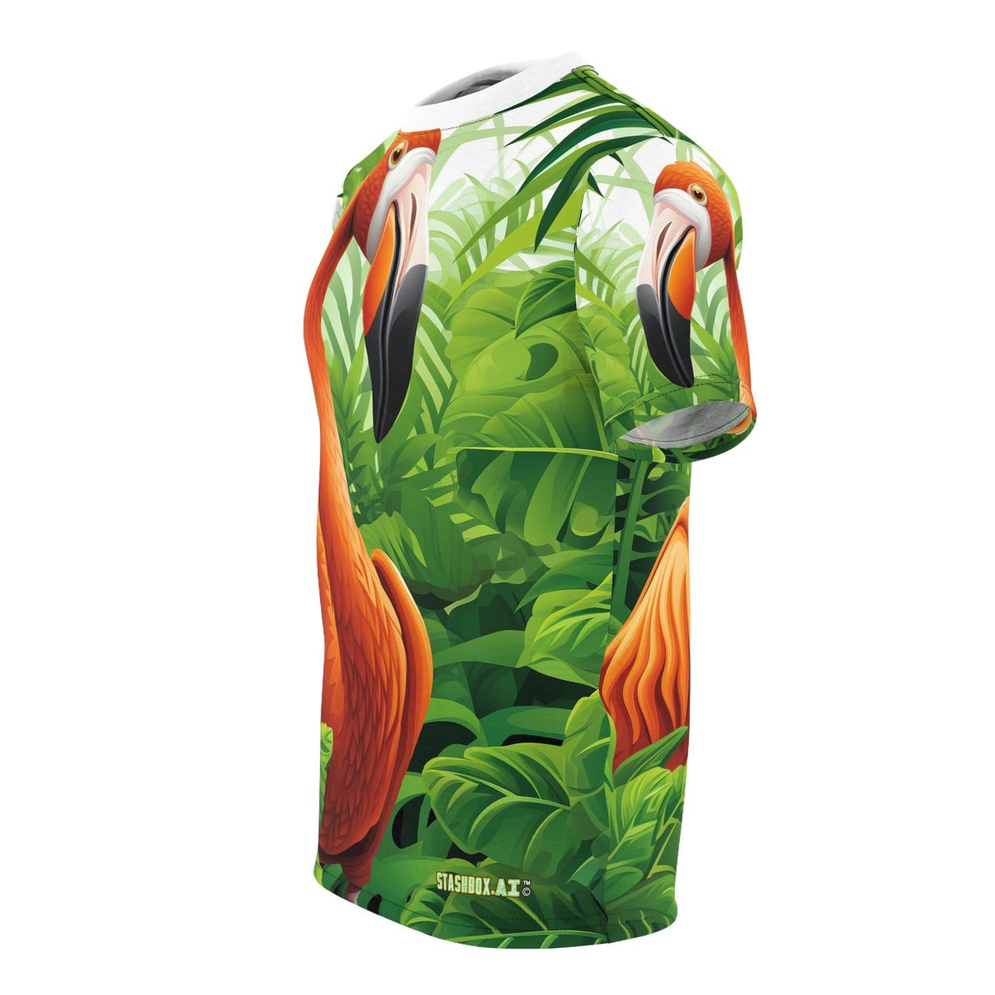 Unisex Cut & Sew TShirt (AOP) Flamingo Design 001