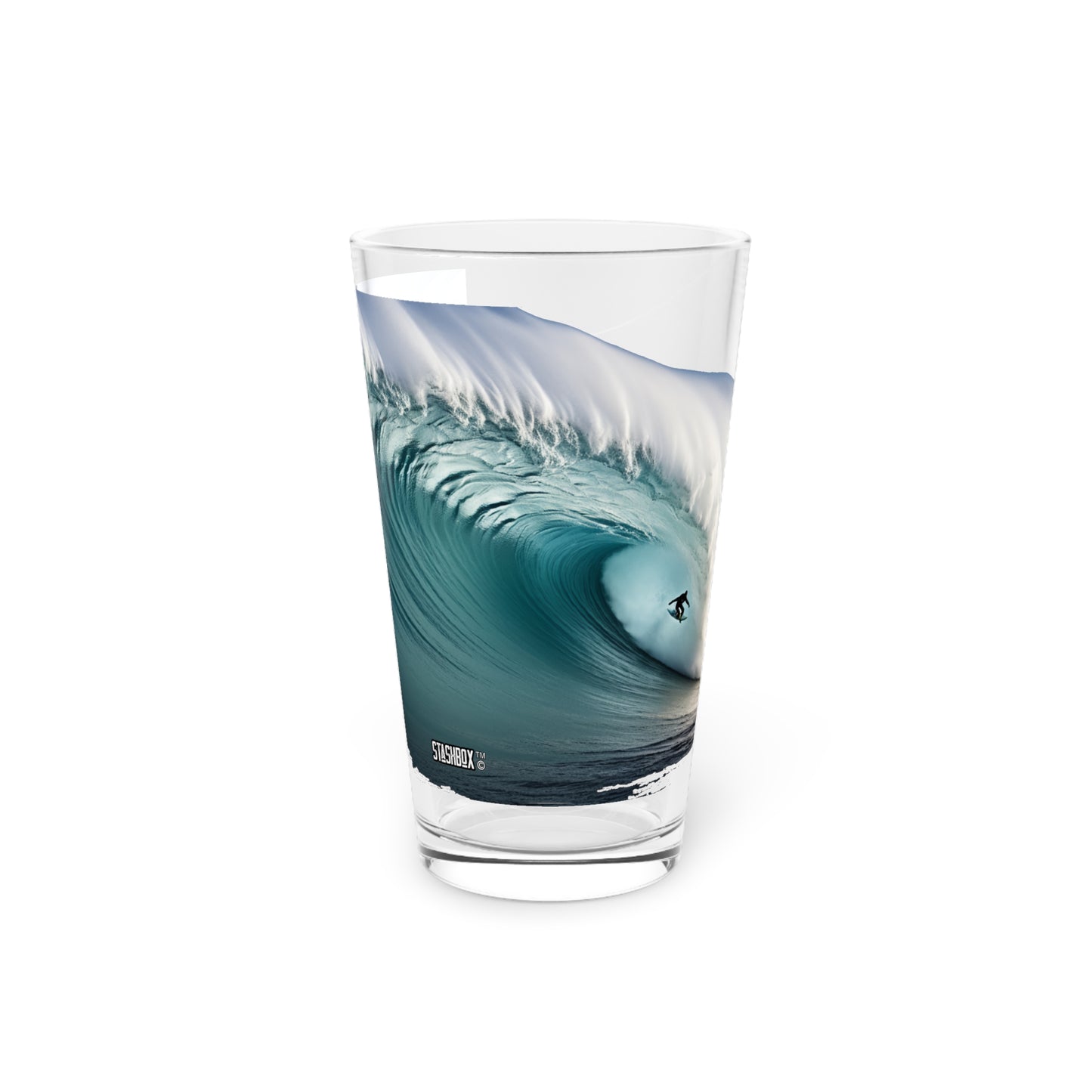 Pint Glass 16oz Surfer Monster 61 Foot Giant Barreling Wave 061