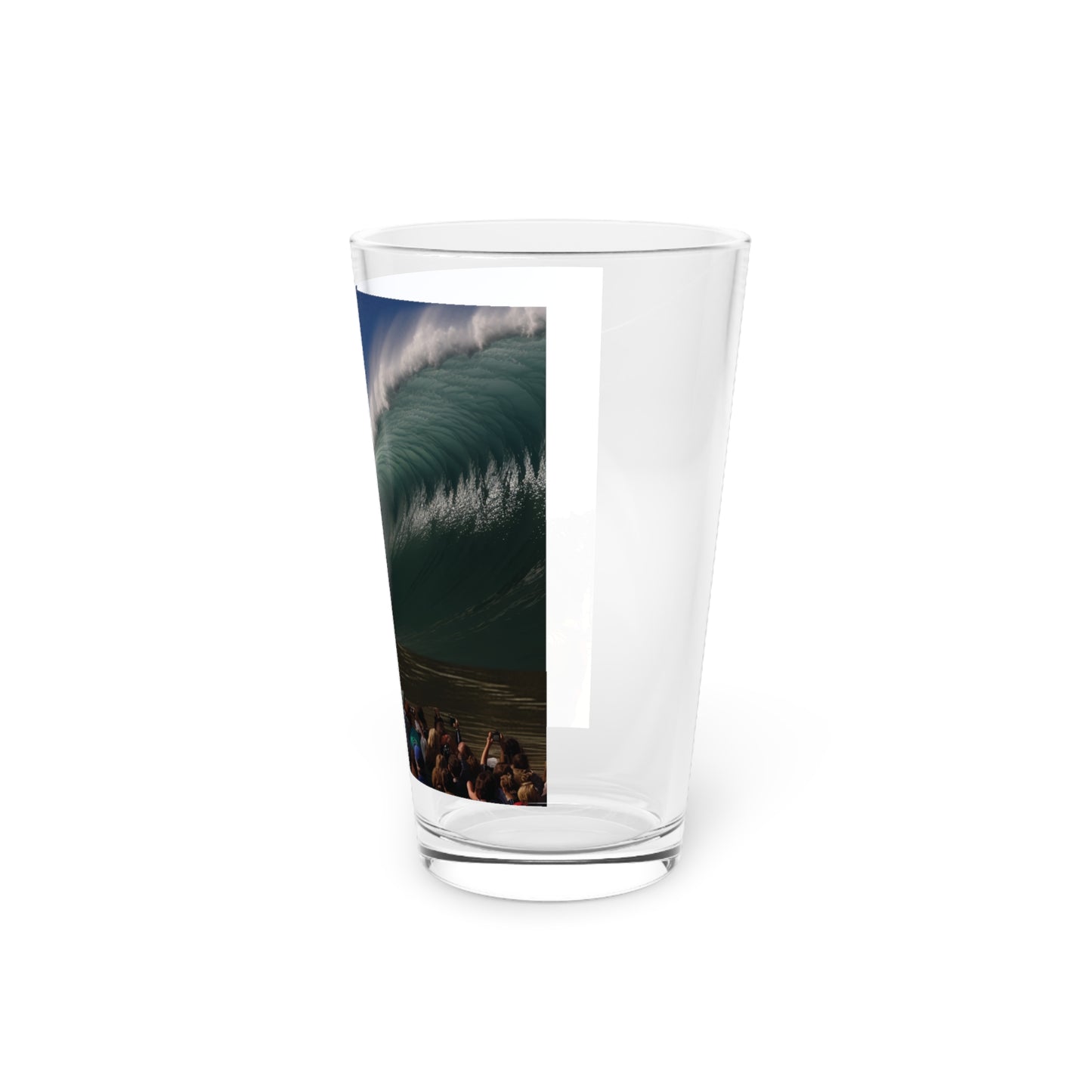 Pint Glass, 16oz Giant Shore Break Perfect Wave Crowd Taking Photos 014