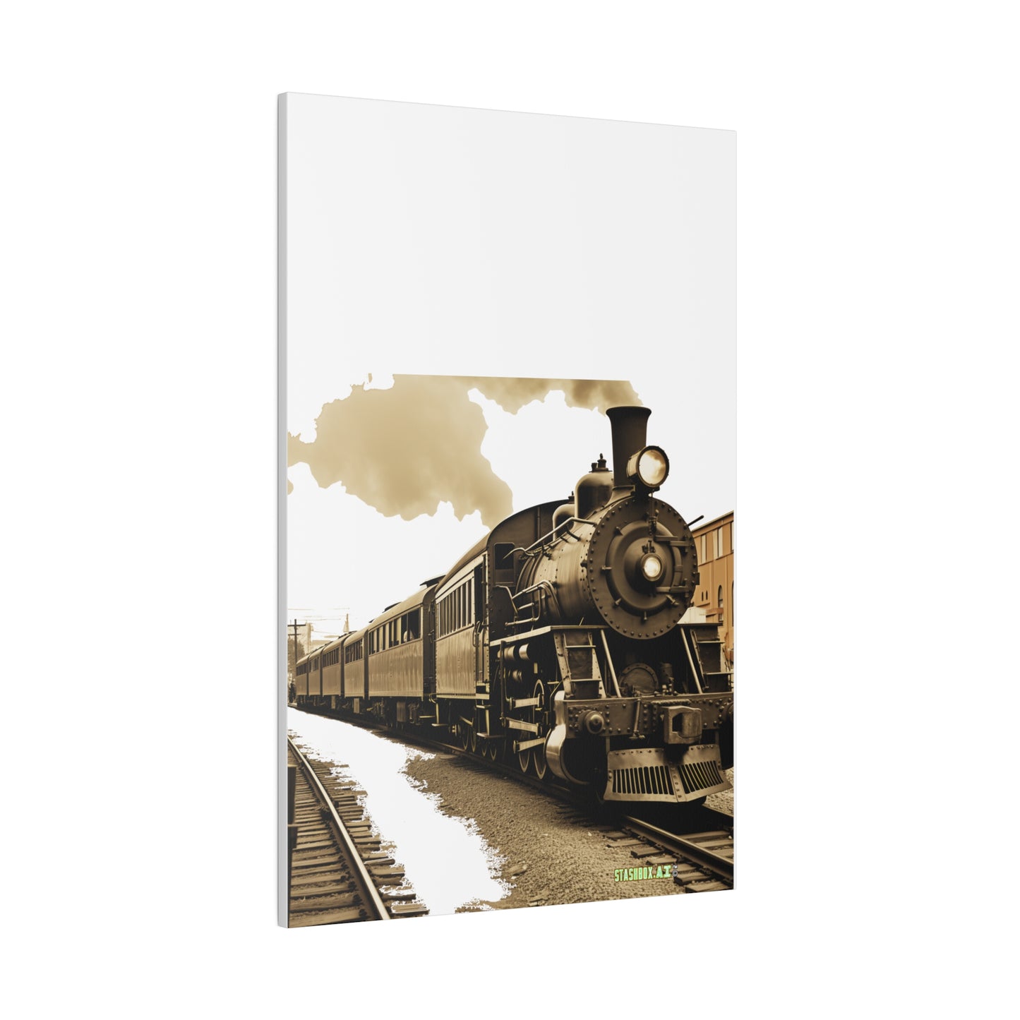 Matte Canvas, Stretched, 0.75", Classic Train Design 017