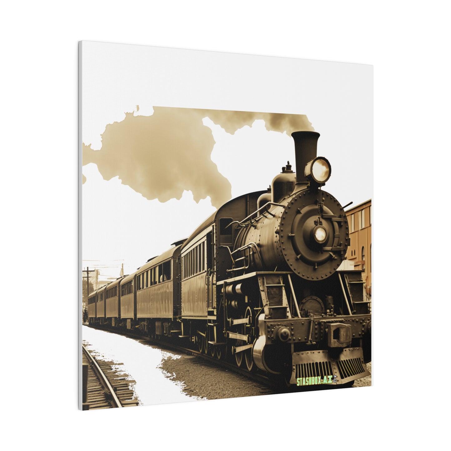 Matte Canvas, Stretched, 0.75", Classic Train Design 017