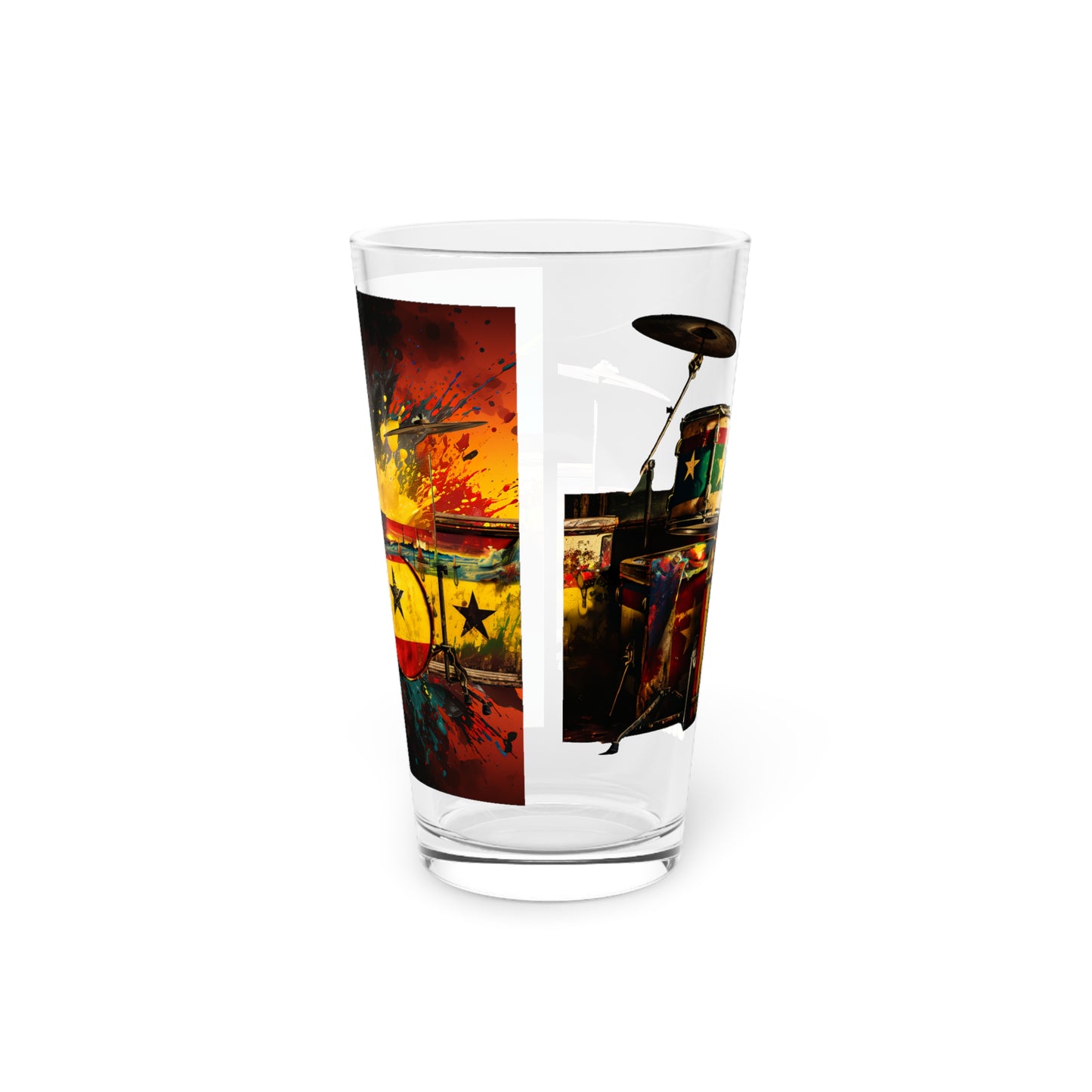 Artsy Star Design Drumkit Pint Glass, 16oz - Music Design #005