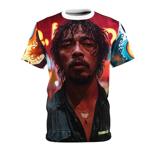 Unisex Cut & Sew Tee (AOP) Serious Male Upclose Face Portraits Shirt 001