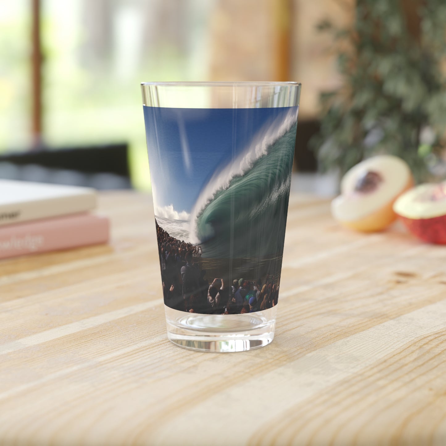 Experience the energy of the Giant Shore Break with our 16oz Pint Glass. Your beverage, your wave journey, exclusively at Stashbox.ai.
