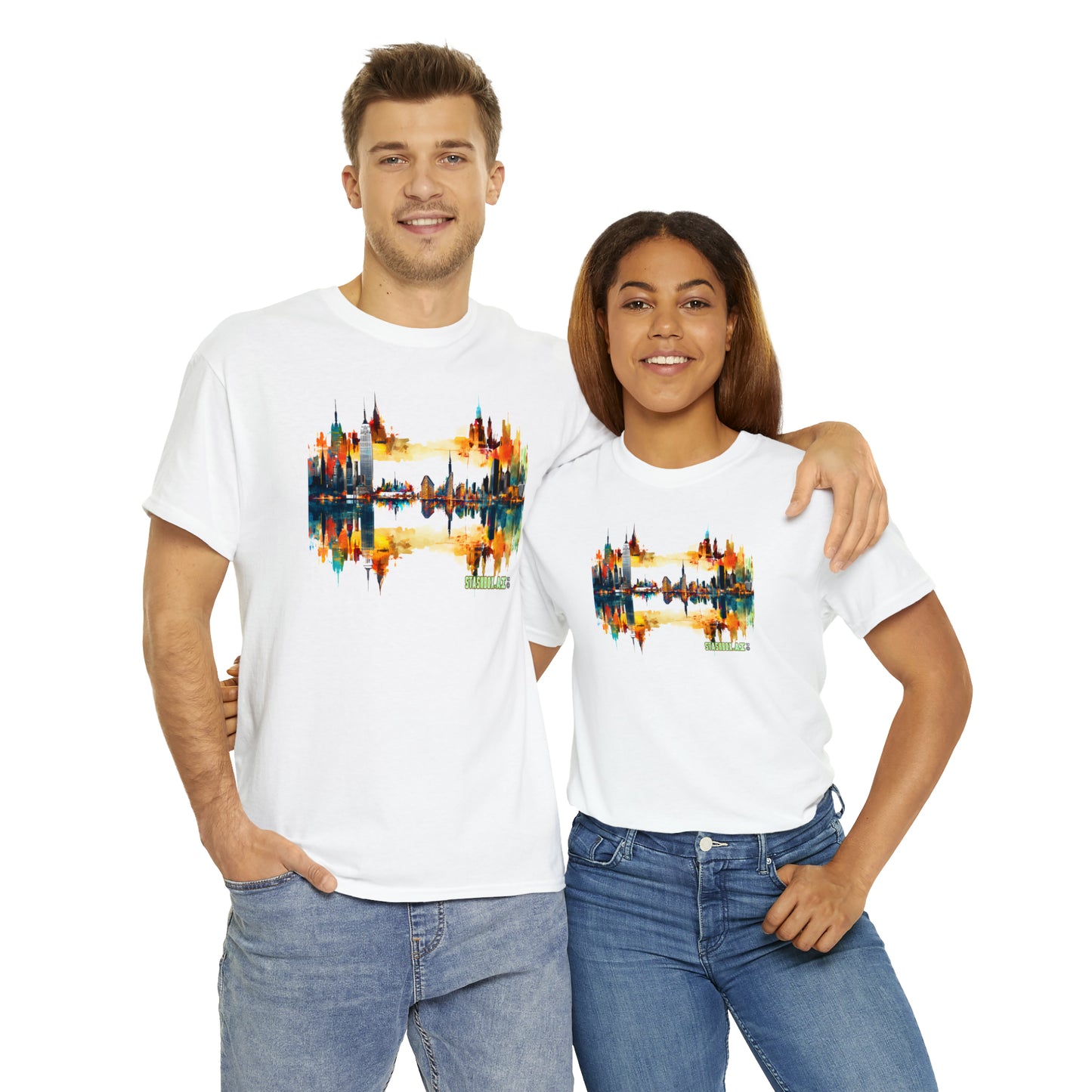 Explore New York Skyline Water Color Vibes Tee - Stashbox New York Design