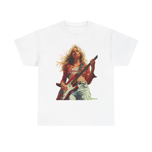 Unisex Heavy Cotton T-Shirt  Girl Guitarist Rocking 013