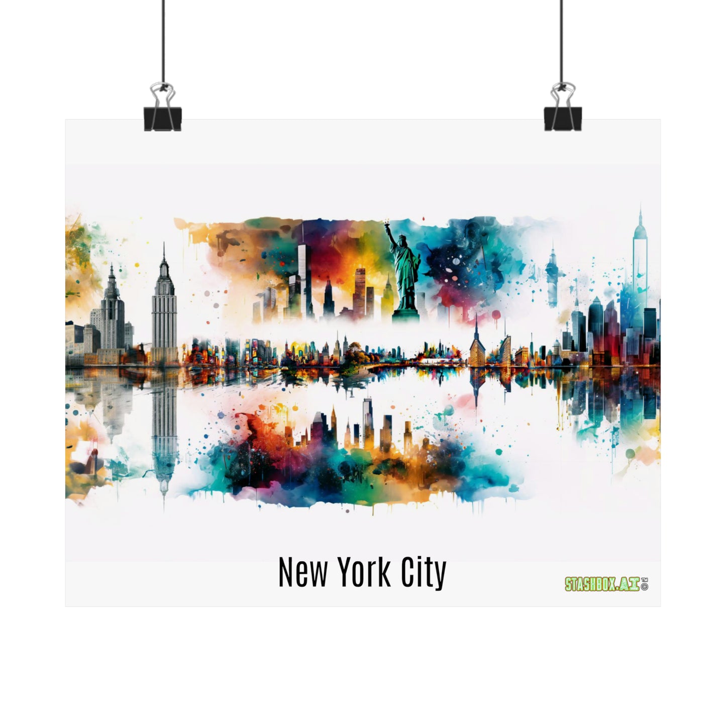 Dreamlike Illustration of a City New York Inspired -Matte Horizontal Posters - Stashbox New York Design #004