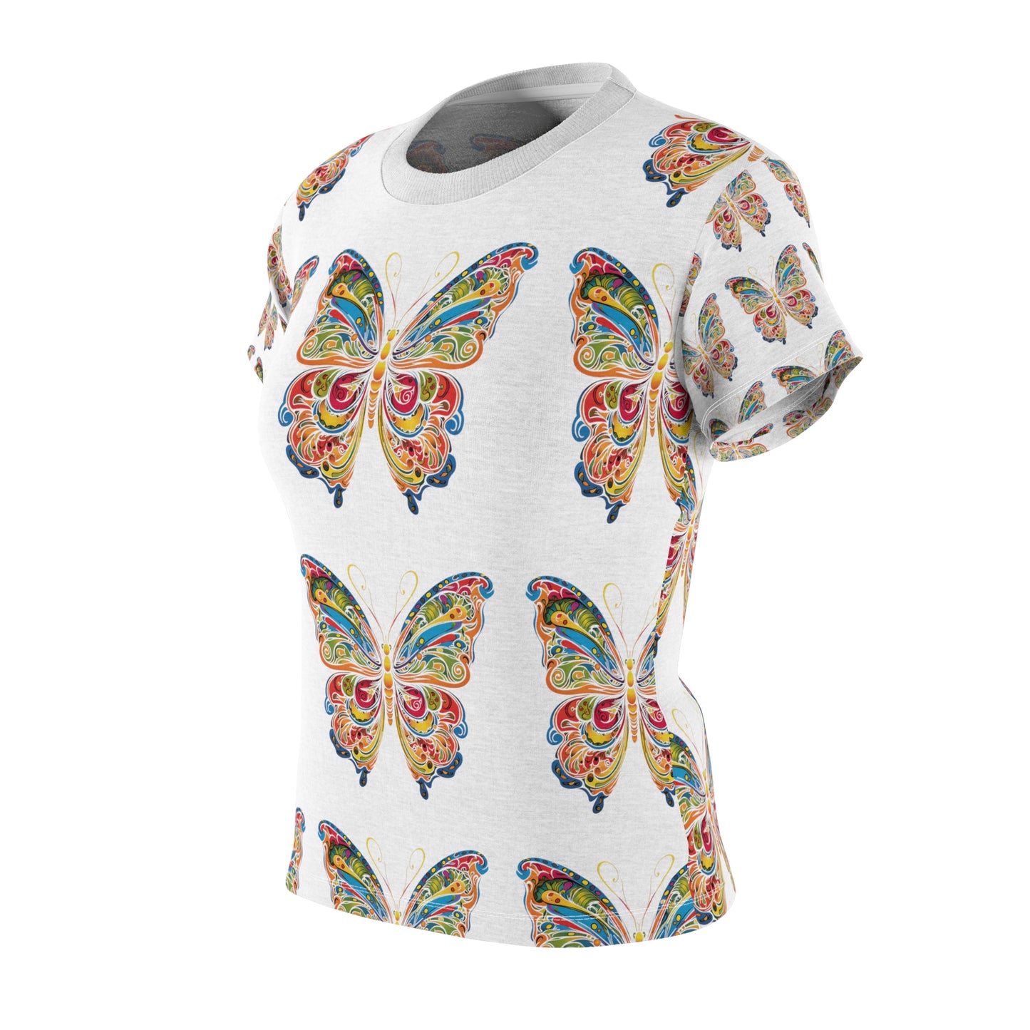 Women's Cut & Sew Tee (AOP) Butterfly Pattern T-Shirt 014