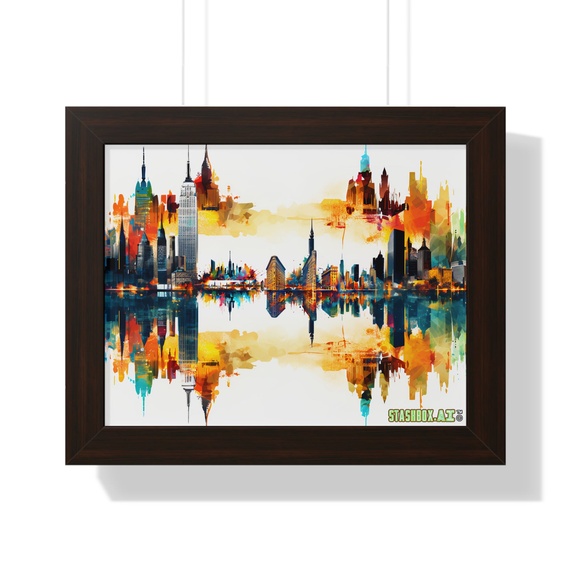 Vibrant NYC Skyline Watercolor Poster - Stashbox Design