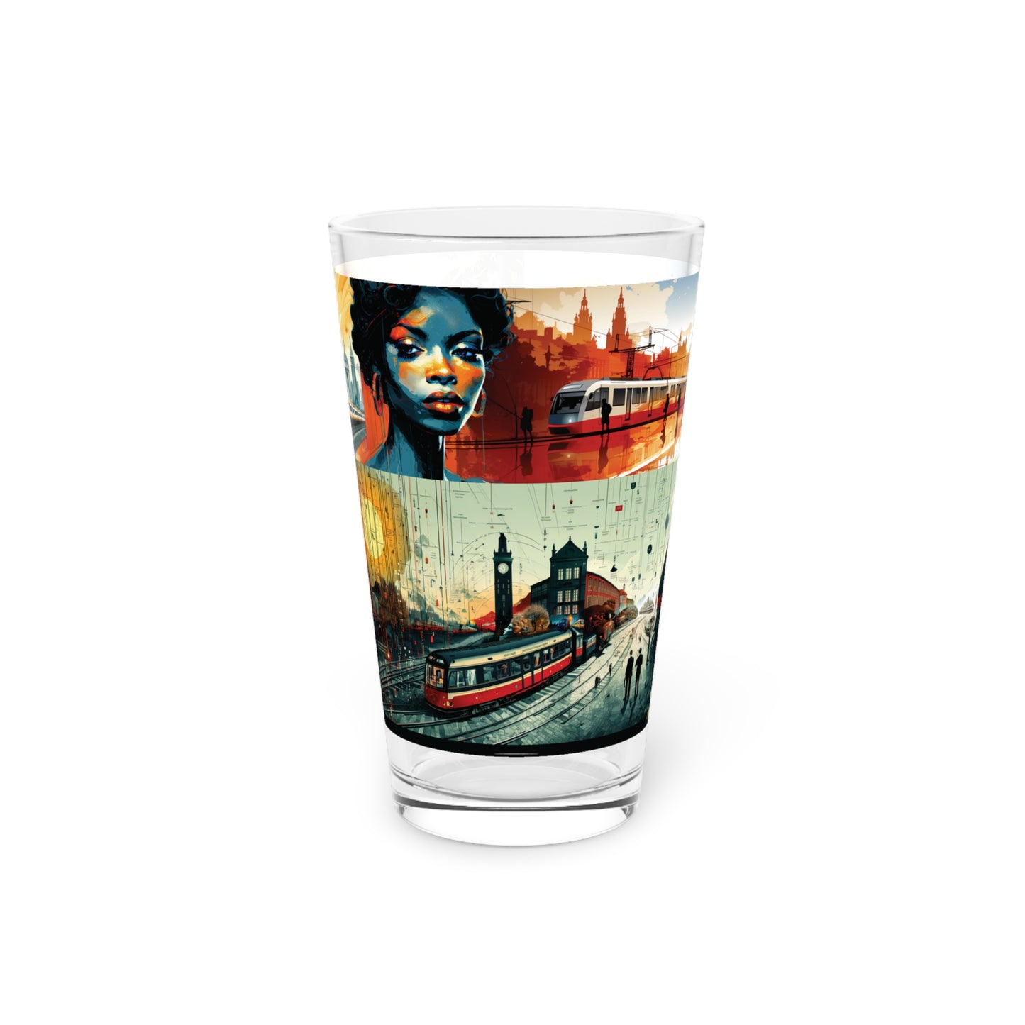 Explore the urban tapestry with our Cityscape Chronicles Pint Glass. Featuring a Wimmelbilder Railway Double Mural, it's a visual feast for city enthusiasts. #UrbanArtistry #CityscapeSips