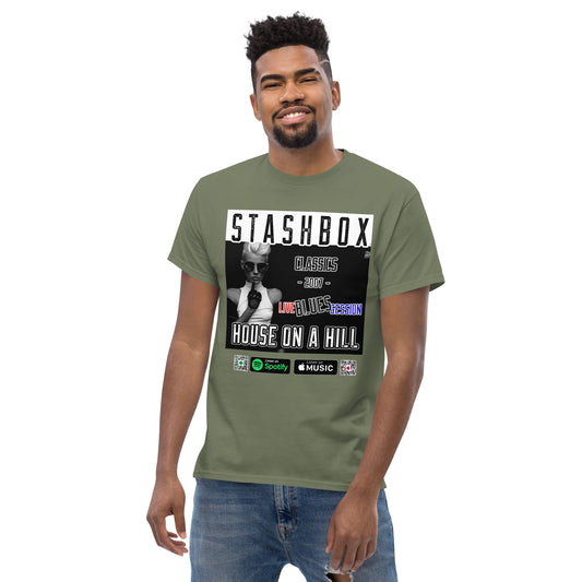 Elevate your style with our House On A Hill Men's Classic Tee, Design #019 by Stashbox. Your fashion, your elevation, exclusively at Stashbox.ai.