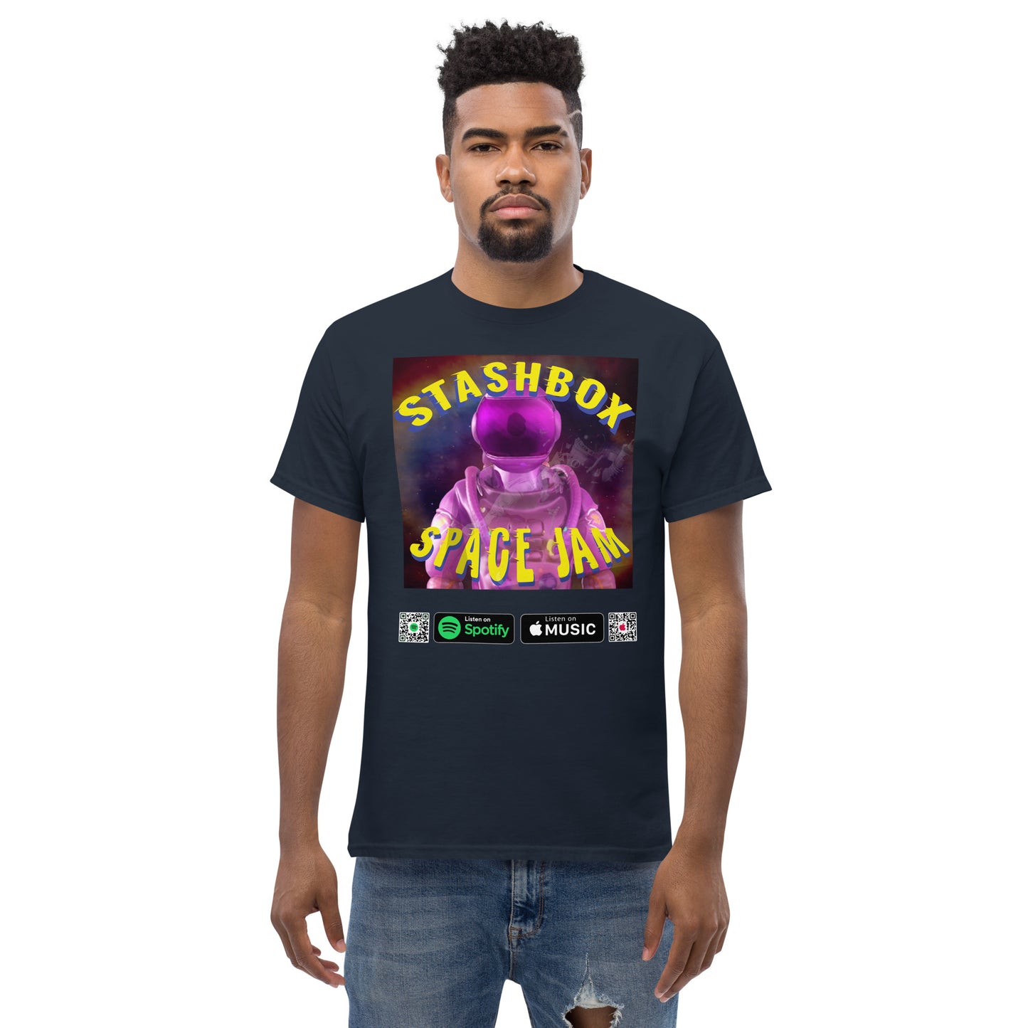 Space Jam: Explore the Cosmos in Style with Stashbox Men's Classic Tee Shirt, Artwork #005. Embark on a galactic journey with this unique tee, perfect for space enthusiasts and trendsetters. #StashboxGalaxy #SpaceExplorationFashion #CosmicStyle