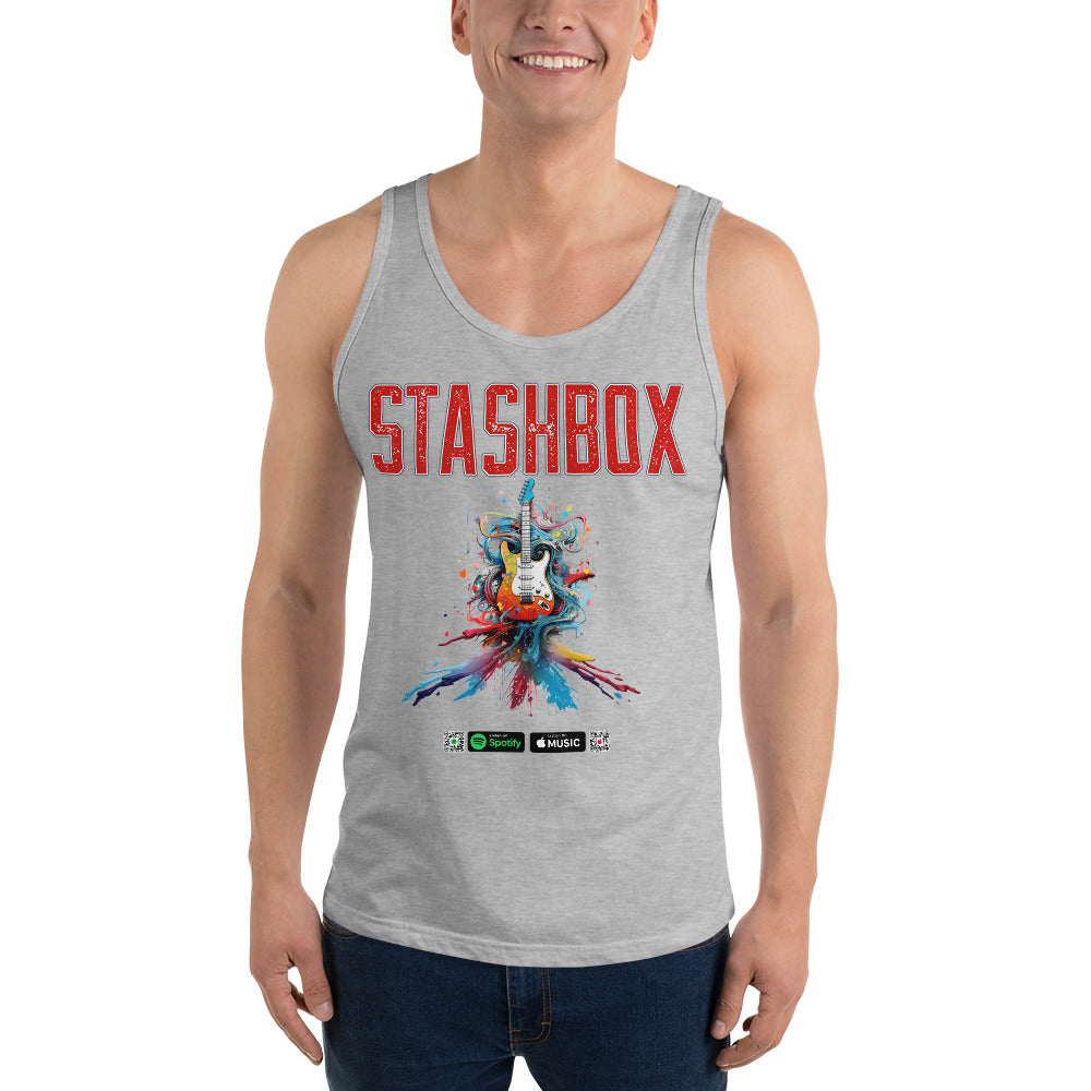 Musical Freedom: Stashbox Guitar Design #028 Tank Top - No Background. Feel the rhythm and wear the beat with this tank that celebrates the essence of music. Ideal for concerts, gigs, and everyday rockstar vibes. #MusicalExpression #GuitarMagic #StashboxStyle