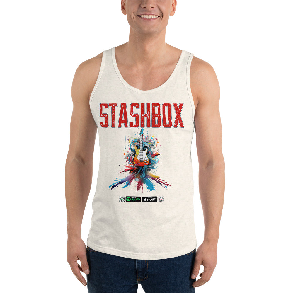 Musical Freedom: Stashbox Guitar Design #028 Tank Top - No Background. Feel the rhythm and wear the beat with this tank that celebrates the essence of music. Ideal for concerts, gigs, and everyday rockstar vibes. #MusicalExpression #GuitarMagic #StashboxStyle