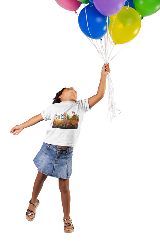 Kids Heavy Cotton™ Tee Kids Butterflies and Sunflowers Tshirt 009
