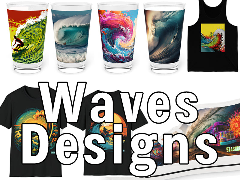 Wave Collection Ocean Waves & Surfing Merch | STASHBOX.AI – Stashbox T-Shirt, Pint ...
