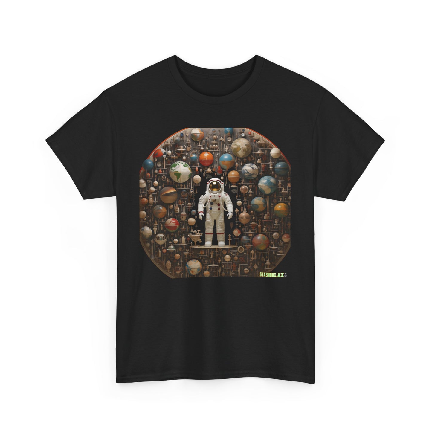 Unisex Adult Size Heavy Cotton Tshirt Astronaut Knolling 002