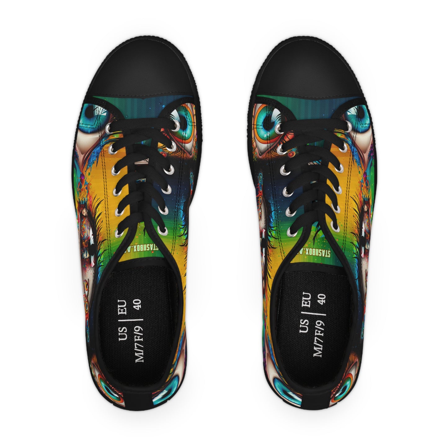 Stashbox Psychedelic Women's Shoes - Vibrant Eyes Design - #FashionStatement #BoldColors #ArtisticSneakers