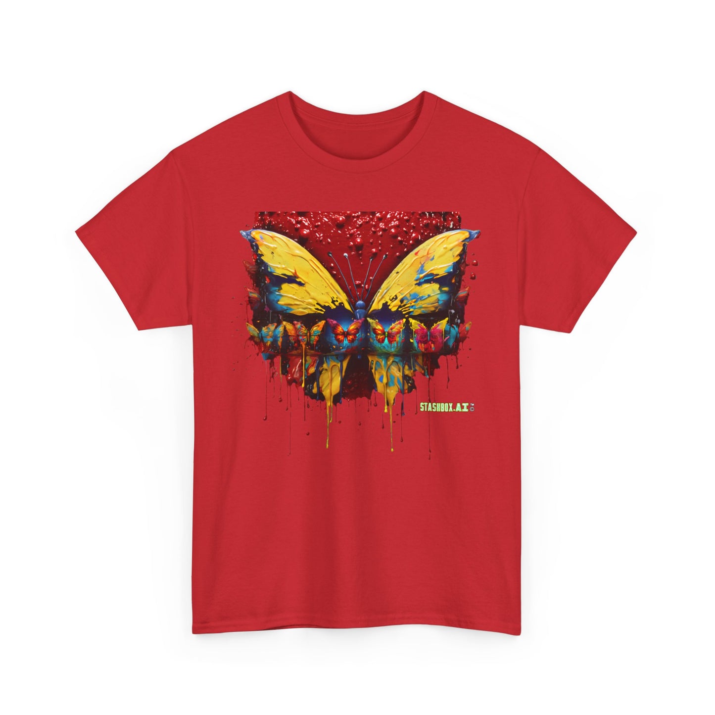 Unisex Heavy Cotton Tee Pop Surrealism Butterfly Design 010