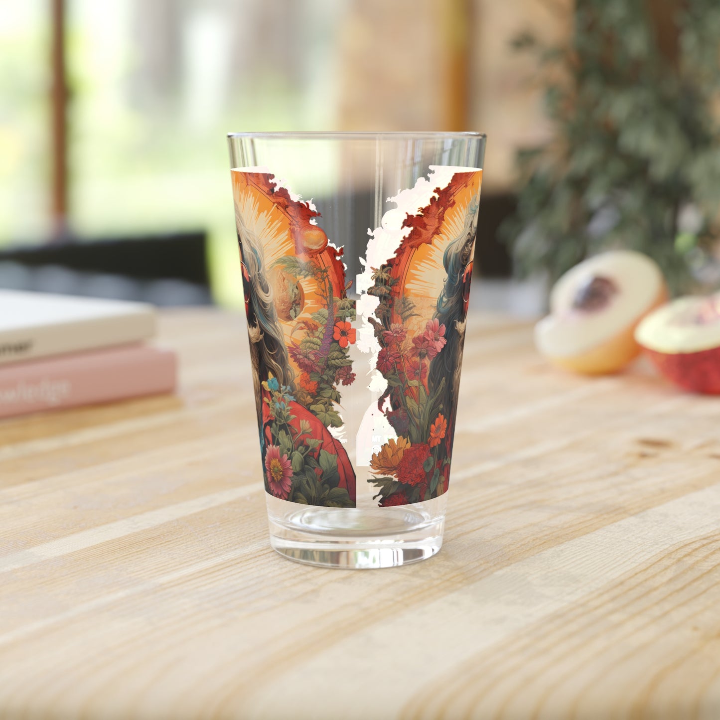 Psychedelic Hippy's Portait Art Pint Glass, 16oz - Psychedelic Design #002