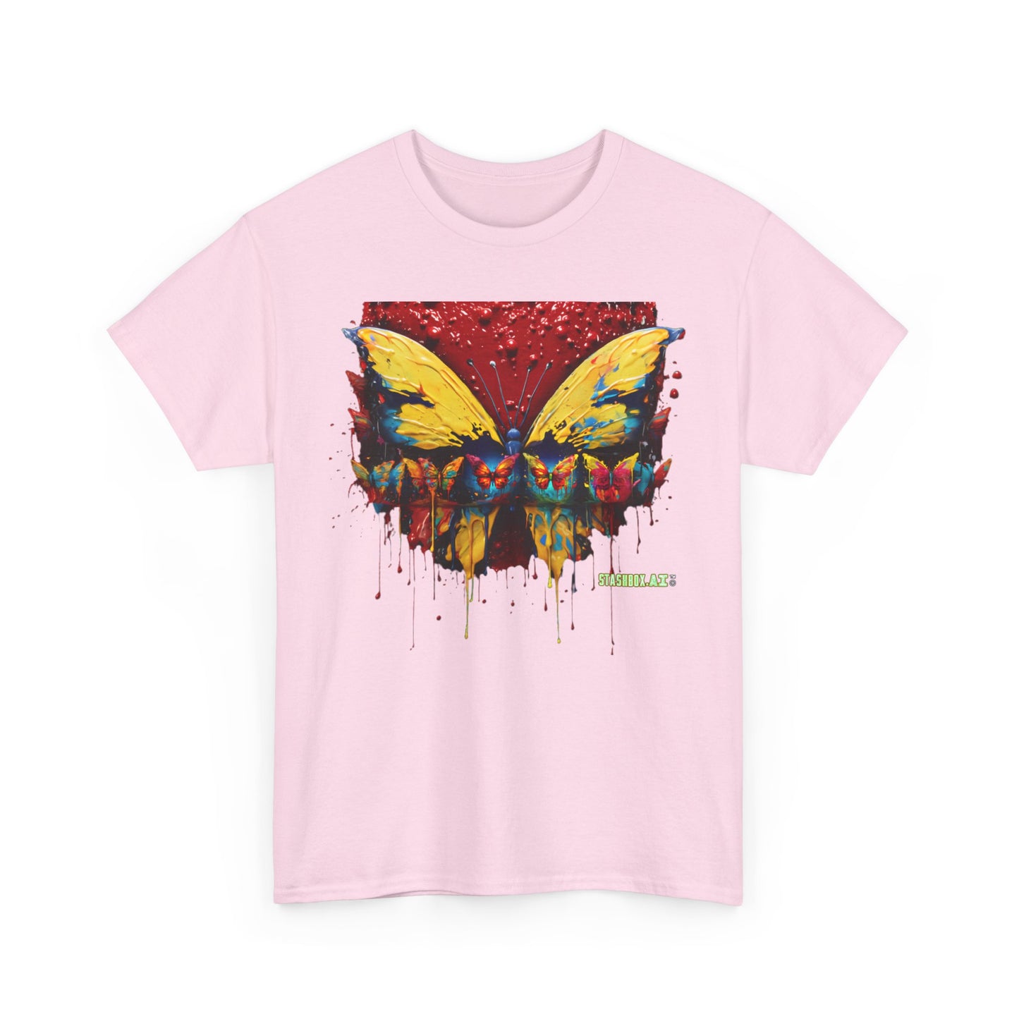 Unisex Heavy Cotton Tee Pop Surrealism Butterfly Design 010