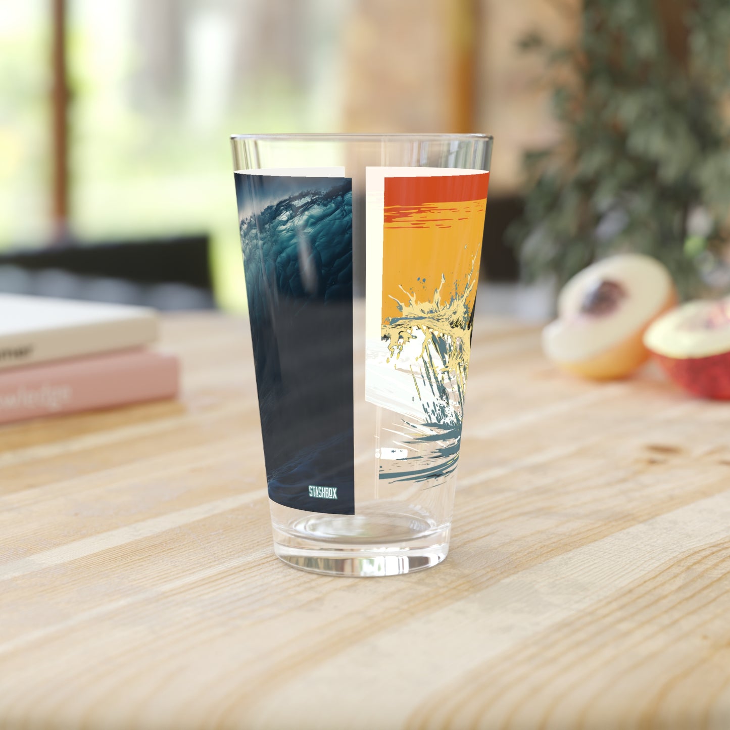 Pint Glass, 16oz Surfing Huge Wave 2-in-1 Design 048a 048b