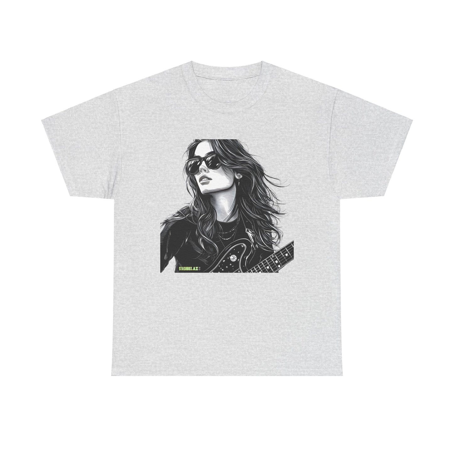 Unisex Heavy Cotton T-Shirt  Girl Guitarist Rocking 008